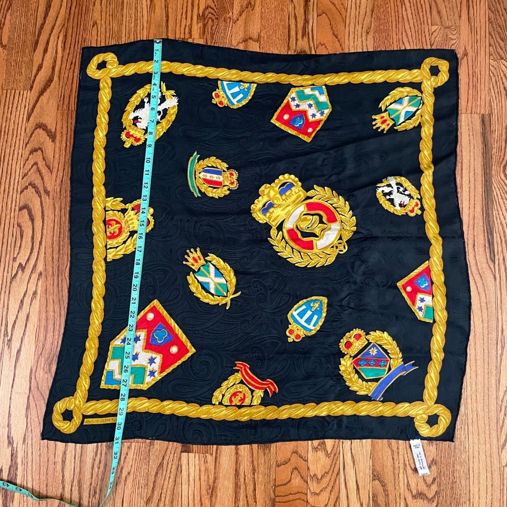 Silk Scarf Alfred Sung 30x31 Vintage 50s Large Silk Scarf